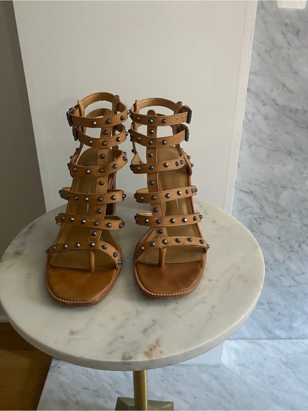 Dolce Vita Cognac Multi-Strap Studded Sandals